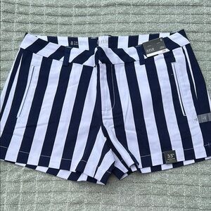 Navy and White Striped Shorts